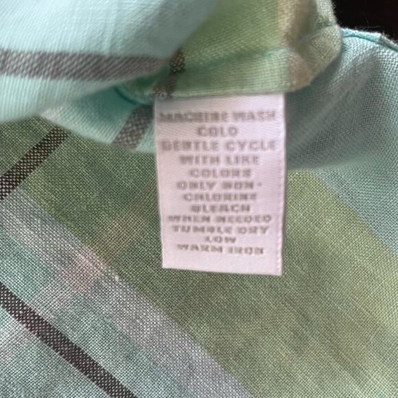 Charter Club Casual Plaid 100% Linen Button Down Tunic Top Size 8 Collared - Picture 4 of 9